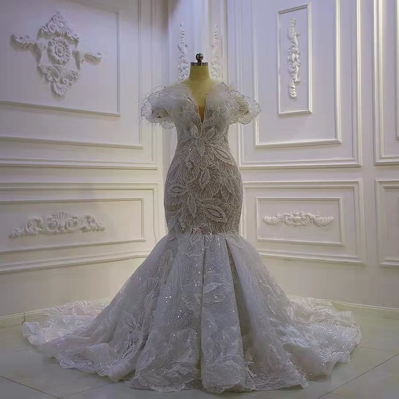 Champagne Wedding Dress, Custom Wedding Dress, Champagne and Ivory