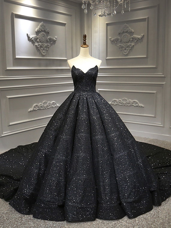 Vintage Black princess wedding dresses with Luxurious Ruffless – Ballbella