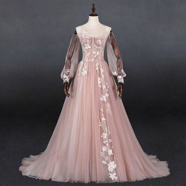 Blush Wedding Dress Etsy