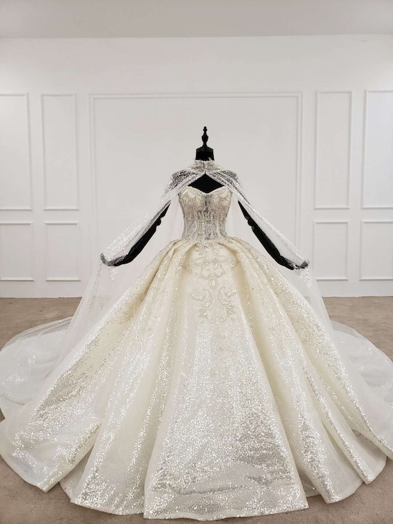 Lujoso vestido de novia real de gala con capa vestido de - Etsy España