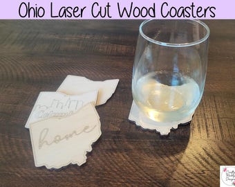 Ohio Wood Coaster Set (6 Coasters) - Wedding Gift Set, Anniversary Coasters, Wooden Coaster, Couples Coasters