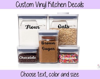 Custom Vinyl Kitchen Decal - Choose your Font, Color, Text - Canister labels, pantry labels, kitchen labels, custom labels, container labels