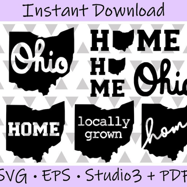 Ohio Home Script Ohio Package - SVG EPS PDF Digital Cut Files - Instant Download