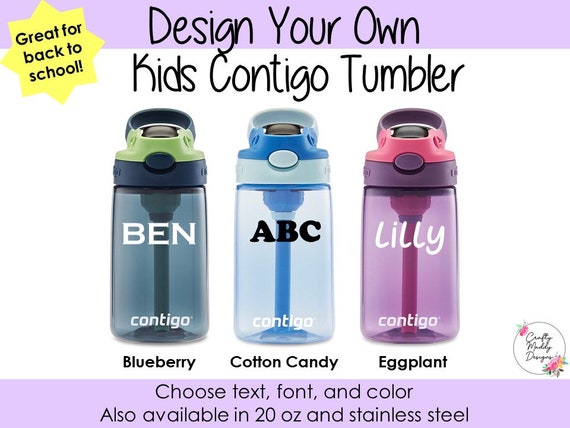 Custom Kids No Spill Straw Cup, 14oz Choose Your Font, Color, and Design 