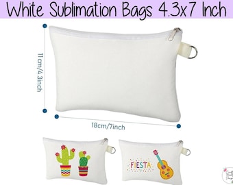 Sublimation Bags 4.3x7" - DIY, Heat Transfer, Makeup Bag, Toiletry Pouch, Pencil Bag, Cosmetic Bag, Travel, DIY, Jewelry, Favors, Gifts