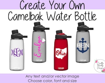 Custom Water Bottle 25 oz or 32 oz with Twist Top - Choose your Font, Color, and Design