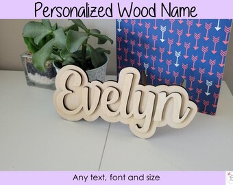 Personalized Unfinished Wood Name or Text - Name Sign, Nursery, Wood Sign, Custom Name, Place Cards, Name Tag