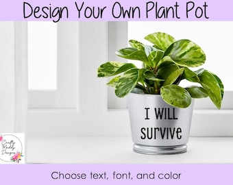 Custom Galvanized Planter - Choose your Font, Color, and Text