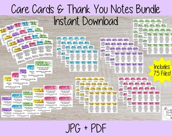 Digital Download - Care Instructions - Thank you notes - Decal Instructions - Wash Instructions - Print at home - 5 designs included