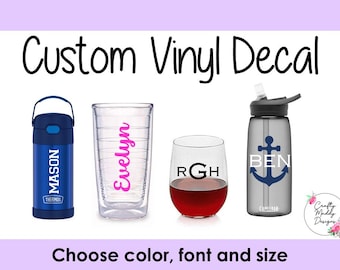 Custom Vinyl Tumbler Decal - Name Decal - Choose your Font, Color, Width