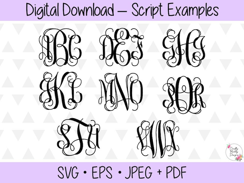 Custom Monogram - Script, Round or Diamond - SVG EPS Jpeg PDF Digital ...