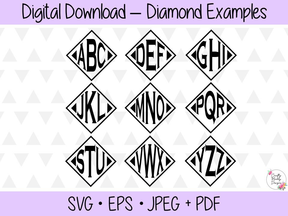 Custom Monogram - Script, Round or Diamond - SVG EPS Jpeg PDF Digital ...