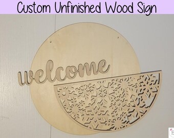 Personalized Unfinished Wood Sign - Door Sign, Holiday Sign, Wood Sign, Custom Name, Outdoor Sign