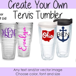 Custom Clear Acrylic Insulated Tumbler, 24oz - Choose your Font, Color, and Design