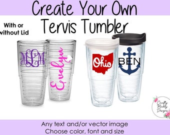 Custom Clear Acrylic Insulated Tumbler, 24oz - Choose your Font, Color, and Design