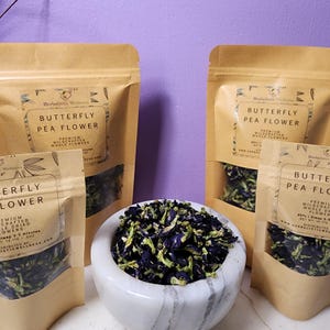 Butterfly Pea Flower Organic Herb | Tea Bags INCLUDED | Loose Whole Flowers