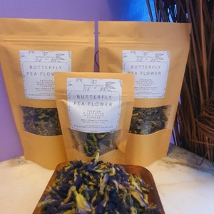 Butterfly Pea Flower Organic Herb Tea Bags INCLUDED Loose Whole flowers image 1
