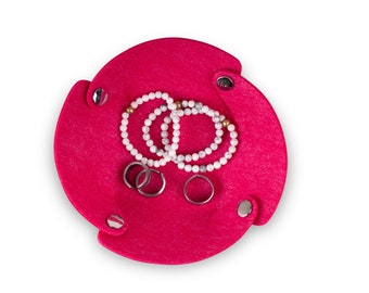 Catchall bowl, pink key tray in eco friendly & vegan friendly felt, pink desk tray, desk tray, pink key dish, pink circle coin tray