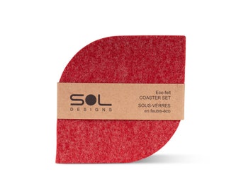 4 pack Felt Coasters, Brick Red coasters in eco friendly & vegan friendly felt