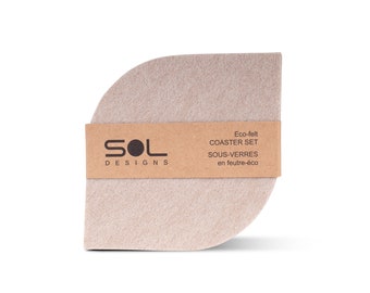 4 pack Felt Coasters, Beige coasters in eco friendly & vegan friendly felt