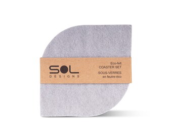 4 pack Felt Coasters, Grey coasters in eco friendly & vegan friendly felt