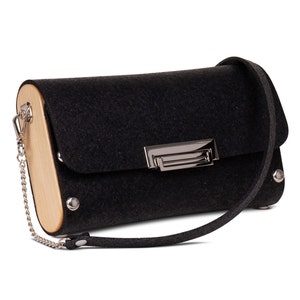 Sac à main en caoutchouc The Cruise Clutch, à partir de caoutchouc et de bois recyclés, sac à main végétalien noir, sac à main pochette noire et sac à main noir