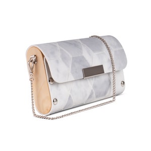 Sac à main en revêtement de sol en vinyle recyclé et en bois, adapté aux végétaliens, pochette, sac à bandoulière et à bandoulière, sac à main à imprimé hexagonal en nid d'abeille