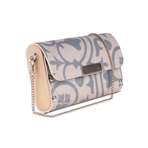 Sac à main en vinyle filigrane bleu ciel et bois recyclés, adapté aux végétaliens, pochette, sac à bandoulière et à bandoulière, sac à bandoulière bleu ciel