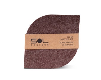 4 pack Felt Coasters, Brown coasters in eco friendly & vegan friendly felt
