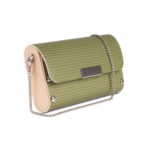 Sac à main en revêtement de sol en vinyle recyclé et en bois, respectueux des végétaliens, pochette, sac à bandoulière et sac à bandoulière, sac à main chartreuse