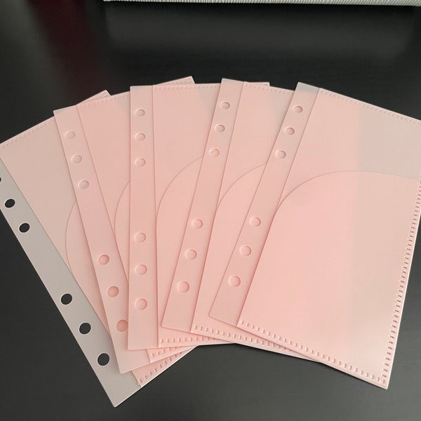 A6 pink plastic double pocket envelopes