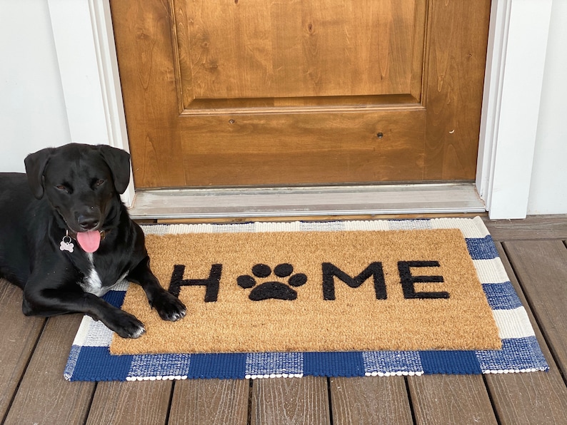 Navy Blue Buffalo Check Cotton Indoor Outdoor Rug Doormat Etsy