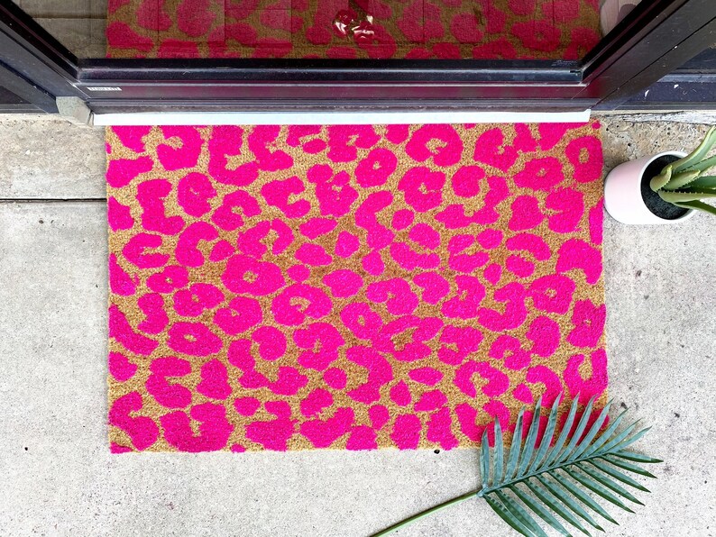 Leopard Animal Print Flocked Coir Doormat Custom Personalized Etsy