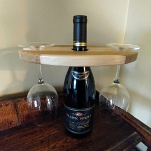 Wood Wine Bottle and Glass Display