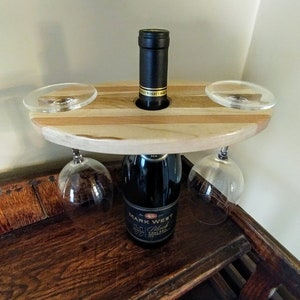 Wood Wine Bottle and Glass Display