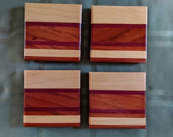 Handcrafted Wood Coasters - set of 4