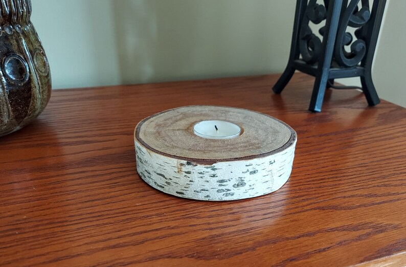 Birch Log Tea Light Holder Etsy