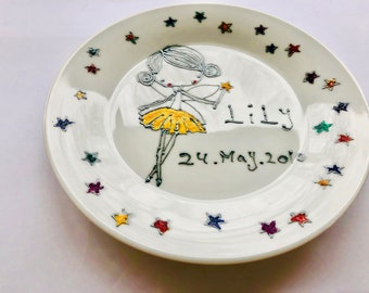 Ceramic personalised Birthday Plate gift, hand painted, custom made,Little princess