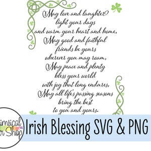 Mai amour et rire PNG SVG Set, Irish Blessing clipart svg fichier coupé pour Cricut, bricolage nouveau cadeau à la maison, cadeau de mariage, citation irlandaise