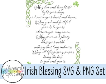 May love and laughter PNG SVG Set, Irish Blessing clipart svg cut file for Cricut, diy new home gift, wedding gift, Irish quote