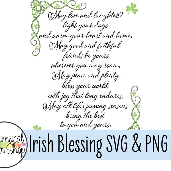 May love and laughter PNG SVG Set, Irish Blessing clipart svg cut file for Cricut, diy new home gift, wedding gift, Irish quote