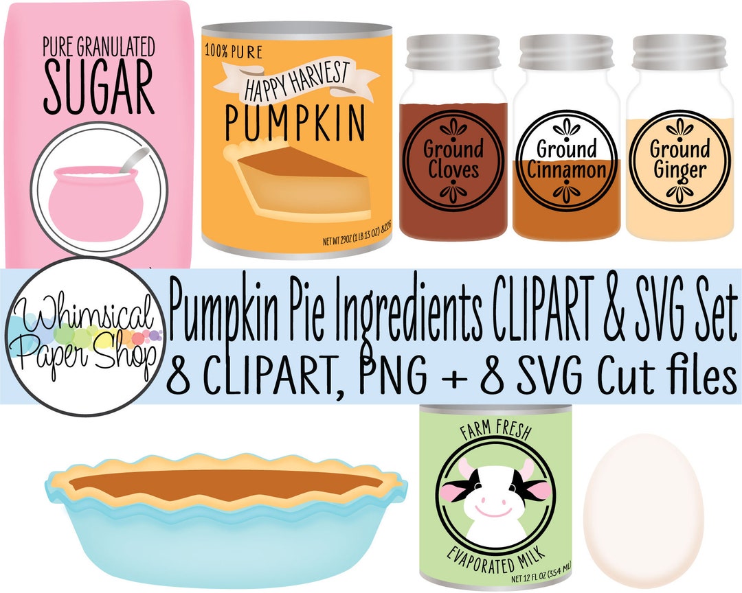 Pumpkin Pie Clipart SVG Set, Baking Clipart Baking Svg, Cooking Svg