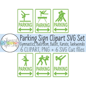 Parkeren teken SVG clipart, afdrukbare parkeer teken, gymnastiek parkeren SVG gesneden bestand, ballet parkeren teken, gymnast stok figuur SVG, taekwondo