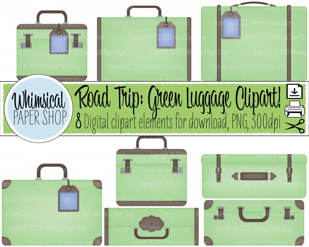 CLIPART Green Luggage Green Vintage Suitcase Clipart Etsy