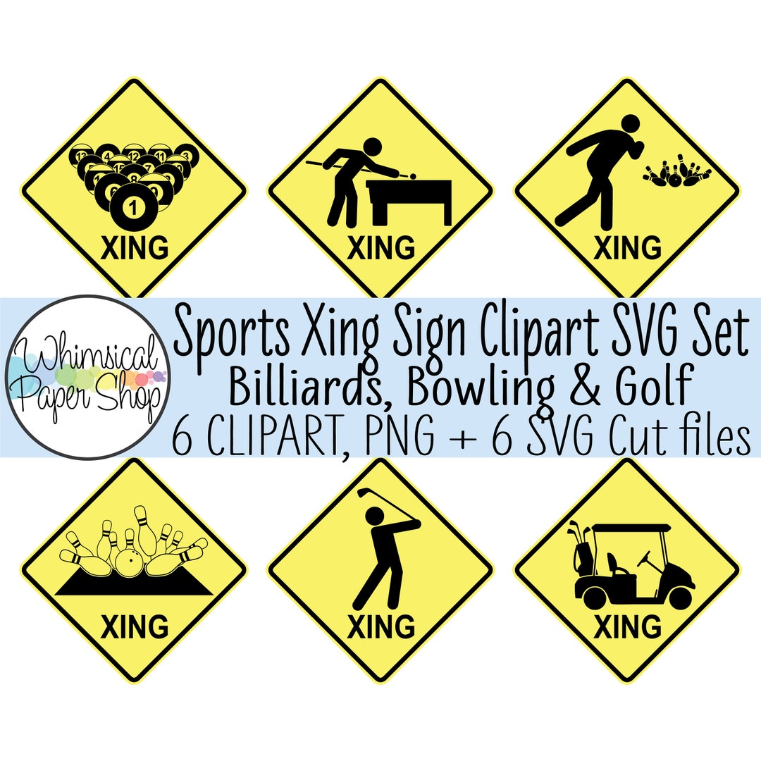 Crossing Sign SVG Clipart, Printable Xing Sign, Billiard Xing Svg