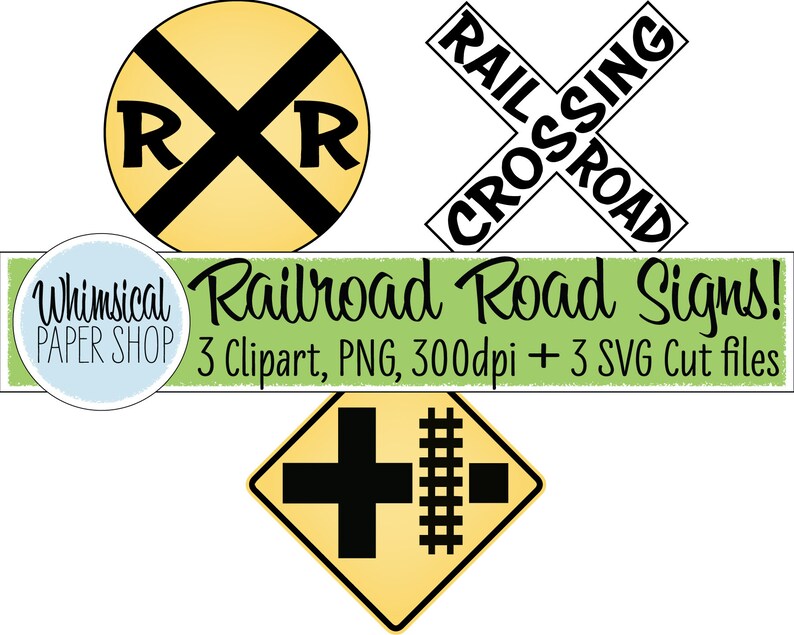 Railroad Crossing Sign Clipart Svg Set Round Railroad Sign Etsy
