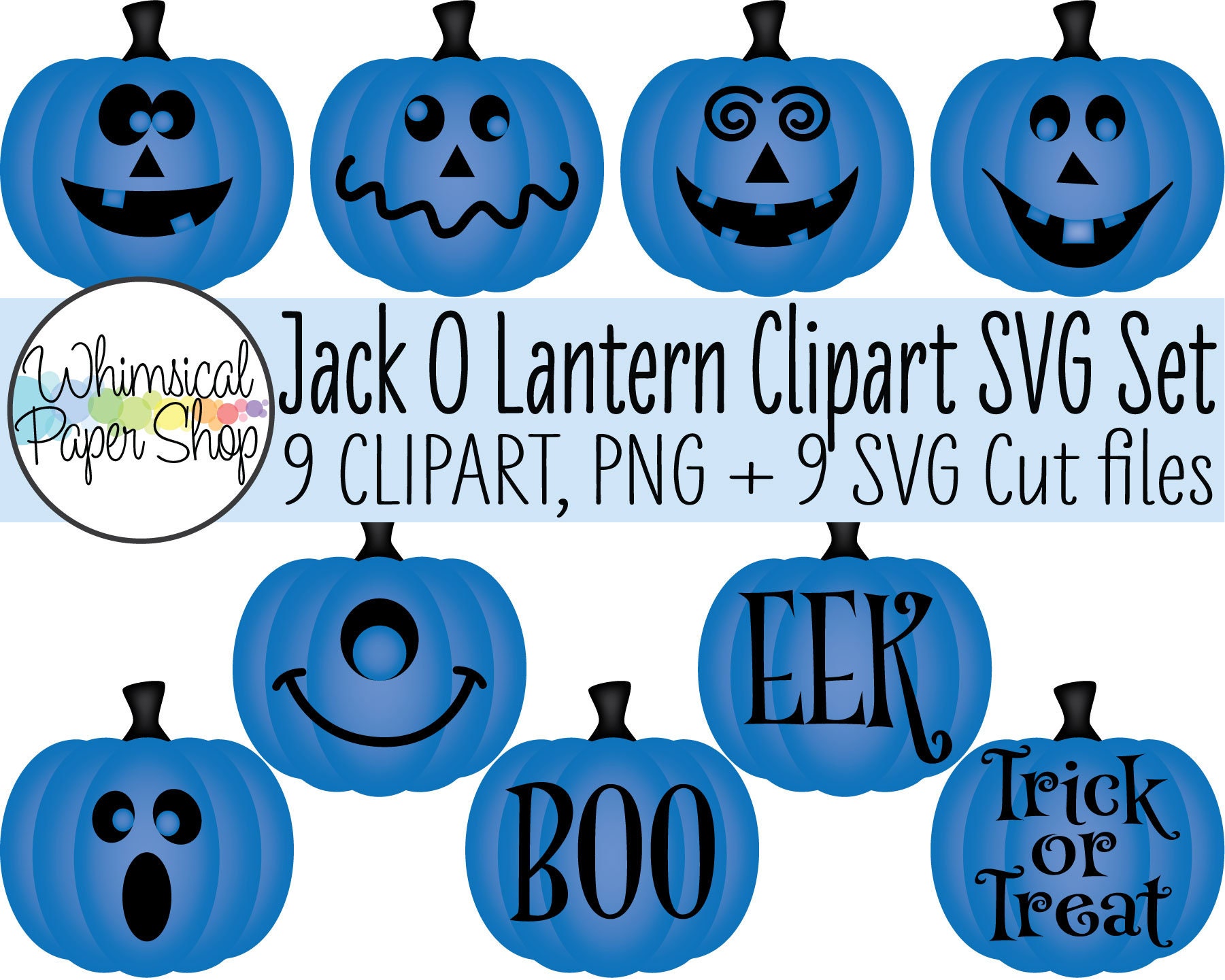 Pochoir Visage Citrouille Halloween Imprimer Jack O Lantern SVG Clipart Set visage de citrouille bleue - Etsy Canada