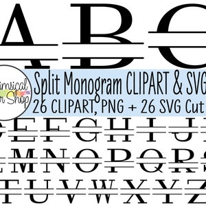 Split Monogram SVG & Clipart Set, monogram letters svg, split alphabet svg, monogram frame svg, monogram alphabet, split monogram font svg