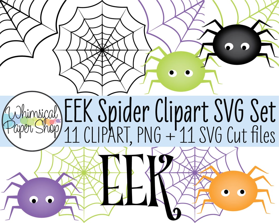 Spider SVG Clipart Set, Spider Web Svg, Spiderweb Corner, Halloween