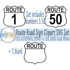 Route Road Sign SVG Clipart Set 1-50, printable sign, blank route sign, route 66 png, route 66 sign svg cut file, highway route 66 shield